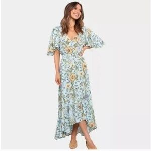 Abel The Label Anthropologie Osaka Floral High Low Midi Dress size M Cottagecore